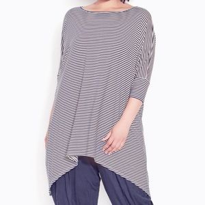 Zim & Zoe 26/28 Lounge Top Shirt Navy White Stripe Oversized Langenlook